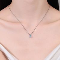 Sterling Silver Elegant Oval GRA Plating Inlay Moissanite Zircon Pendant Necklace main image 5