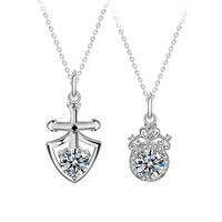 Sterling Silver Elegant Crown GRA Inlay Diamond Moissanite Pendant Necklace main image 3