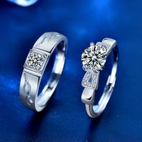 Sterling Silver Elegant Geometric Solid Color GRA Inlay Moissanite Open Rings main image 4