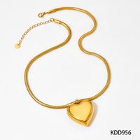 304 Stainless Steel 16K Gold Plated White Gold Plated Gold Plated Casual Simple Style Plating Heart Shape Pendant Necklace sku image 2