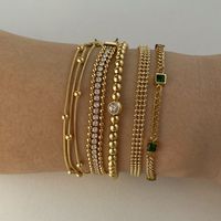 Casual Simple Style Geometric 304 Stainless Steel 16K Gold Plated White Gold Plated Gold Plated Bracelets In Bulk main image 1