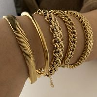 Casual Simple Style Geometric 304 Stainless Steel 16K Gold Plated White Gold Plated Gold Plated Bracelets In Bulk main image 7