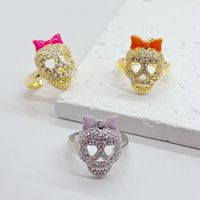 Wholesale Casual Hip-Hop Skull Copper Open Rings main image 1