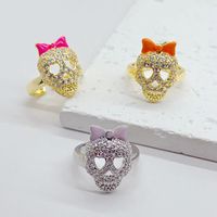 Wholesale Casual Hip-Hop Skull Copper Open Rings main image 6