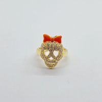 Wholesale Casual Hip-Hop Skull Copper Open Rings main image 4