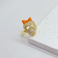 Wholesale Casual Hip-Hop Skull Copper Open Rings main image 2