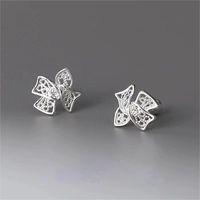 1 Pair Elegant Simple Style Bow Knot Plating Sterling Silver Ear Studs main image 1