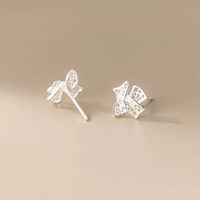 1 Pair Elegant Simple Style Bow Knot Plating Sterling Silver Ear Studs sku image 1