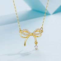 Sterling Silver Elegant Simple Style Bow Knot Plating Pendant Necklace sku image 1
