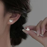 1 Pair Elegant Simple Style Bow Knot Plating Sterling Silver Ear Studs main image 3