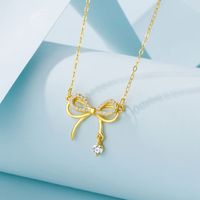 Sterling Silver Elegant Simple Style Bow Knot Plating Pendant Necklace main image 5