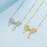 Sterling Silver Elegant Simple Style Bow Knot Plating Pendant Necklace main image 6