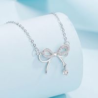 Sterling Silver Elegant Simple Style Bow Knot Plating Pendant Necklace main image 4