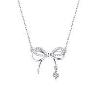 Sterling Silver Elegant Simple Style Bow Knot Plating Pendant Necklace main image 3