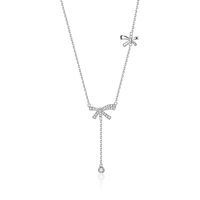 Sterling Silber Elegant Einfacher Stil Bogenknoten Überzug Zirkon Halskette Mit Anhänger main image 3