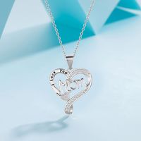 Sterling Silber IG-Stil Elegant Brief Herzform Überzug Strasssteine Halskette Mit Anhänger main image 1