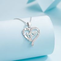 Sterling Silver IG Style Elegant Letter Heart Shape Plating Rhinestones Pendant Necklace main image 6