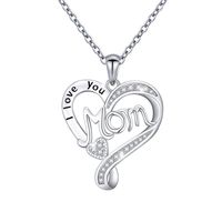 Sterling Silver IG Style Elegant Letter Heart Shape Plating Rhinestones Pendant Necklace main image 3