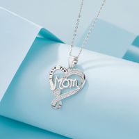 Sterling Silver IG Style Elegant Letter Heart Shape Plating Rhinestones Pendant Necklace main image 4