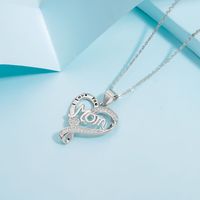 Sterling Silver IG Style Elegant Letter Heart Shape Plating Rhinestones Pendant Necklace main image 5