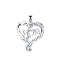 Sterling Silver IG Style Elegant Letter Heart Shape Plating Rhinestones Pendant Necklace sku image 1
