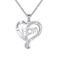 Sterling Silver IG Style Elegant Letter Heart Shape Plating Rhinestones Pendant Necklace sku image 2