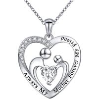 1 Piece Sterling Silver Zircon Letter Heart Shape Pendant main image 1