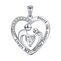 1 Piece Sterling Silver Zircon Letter Heart Shape Pendant sku image 1