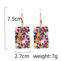 1 Pair Vacation Starfish Shell Printing Arylic Drop Earrings main image 2