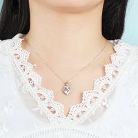 Sterling Silber IG-Stil Elegant Brief Herzform Opal Halskette Mit Anhänger main image 2