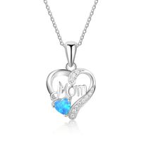 Sterling Silber IG-Stil Elegant Brief Herzform Opal Halskette Mit Anhänger sku image 1