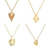 Copper 18K Gold Plated Elegant Simple Style Heart Shape Hollow Out Inlay Rhinestones Pendant Necklace main image 5