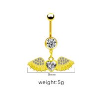 1 Piece Belly Rings Simple Style Shiny Star Heart Shape Wings 316 Stainless Steel  Alloy Hollow Out Inlay Acrylic Rhinestones Glass Gold Plated main image 4