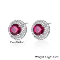 Elegant Glam Flower Synthetic Gemstones Sterling Silver High Carbon Drill White Gold Plated Women's Rings Earrings Jewelry Set sku image 4