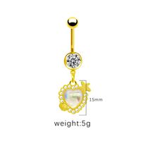1 Piece Belly Rings Simple Style Shiny Star Heart Shape Wings 316 Stainless Steel  Alloy Hollow Out Inlay Acrylic Rhinestones Glass Gold Plated sku image 1