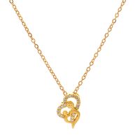 Copper 18K Gold Plated Elegant Simple Style Heart Shape Hollow Out Inlay Rhinestones Pendant Necklace main image 8