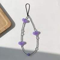 Sweet Heart Shape Arylic Glass Seed Bead Mobile Phone Chain sku image 4