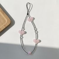 Sweet Heart Shape Arylic Glass Seed Bead Mobile Phone Chain sku image 5