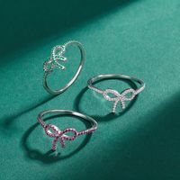 Sterling Silver IG Style Bow Knot Inlay Zircon Rings main image 5