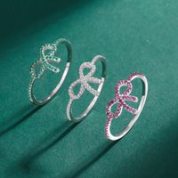 Sterling Silver IG Style Bow Knot Inlay Zircon Rings main image 4