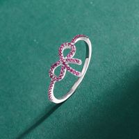 Plata Esterlina Estilo IG Nudo De Lazo Embutido Circón Anillos sku image 5