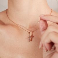 Titanium Steel Simple Style Plating Inlay Cross Zircon Pendant Necklace main image 5