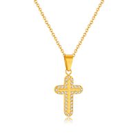 Titanium Steel Simple Style Plating Inlay Cross Zircon Pendant Necklace sku image 2