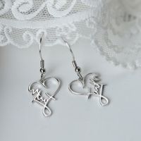 1 Pair IG Style Letter Heart Shape Plating Hollow Out Sterling Silver Drop Earrings main image 5