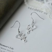 1 Pair IG Style Letter Heart Shape Plating Hollow Out Sterling Silver Drop Earrings main image 4