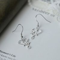 1 Paire Style IG Lettre Forme De Cœur Placage Évider Argent Sterling Boucles D'oreilles main image 4