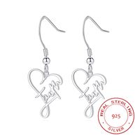 1 Pair IG Style Letter Heart Shape Plating Hollow Out Sterling Silver Drop Earrings main image 3
