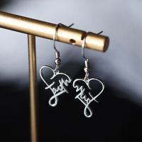 1 Pair IG Style Letter Heart Shape Plating Hollow Out Sterling Silver Drop Earrings main image 2