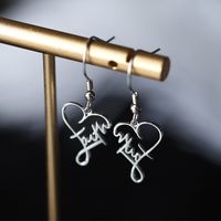 1 Paire Style IG Lettre Forme De Cœur Placage Évider Argent Sterling Boucles D'oreilles main image 2