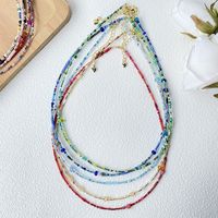 Sweet Geometric Glass Steel Wire Beaded 18K Gold Plated Women's Necklace main image 2